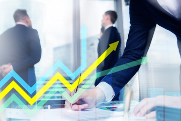 Financial growth arrows graph. Investment and trading concept.
