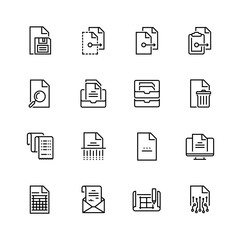 Digital and paper documents vector icon set in thin line style