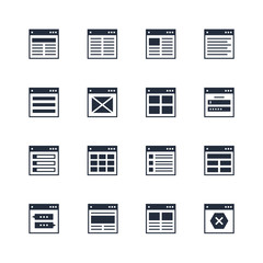 Vector icons set of flowchart navigation, architecture and prototyping structure of web sites and applications