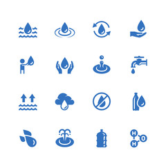 Water related vector icon set in glyph style