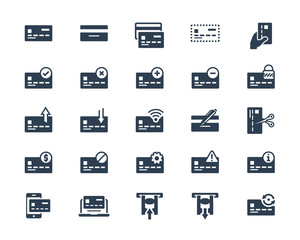 Credit or debit card related vector icon set