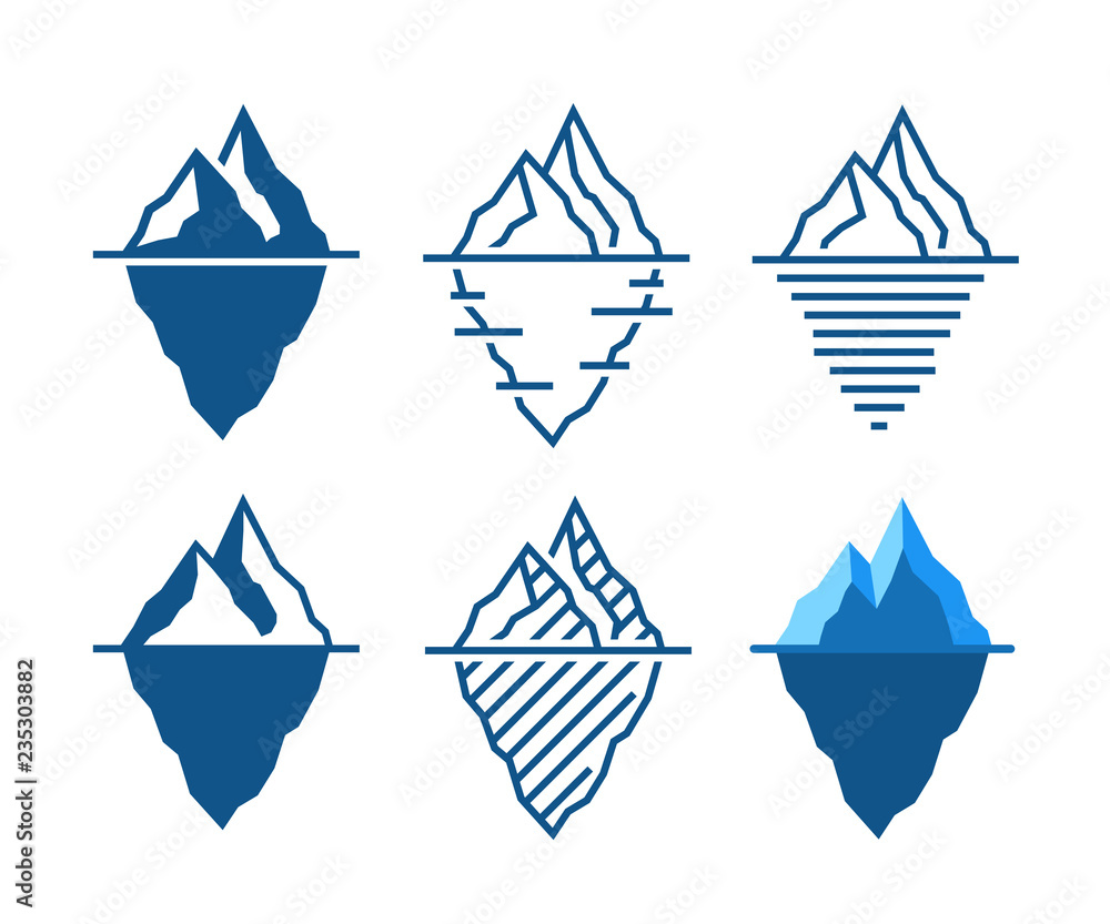 Wall mural iceberg vector icons in diffrent styles
