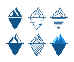 Iceberg vector icons in diffrent styles - obrazy, fototapety, plakaty