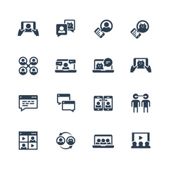 Communication smart technologies vector icon set in glyph style