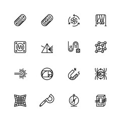 Science and physics related icon set in outline style