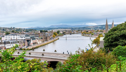 A view to city centre from Inverness Castle grounds, northern Scotland