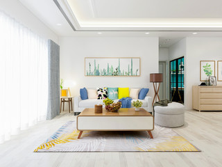 Clean and spacious living room design in modern city housing