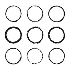 Vector set of round frames.  Ink texture design