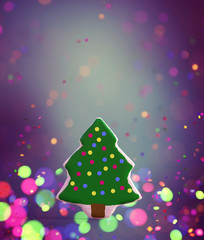 Fancy christmas tree decorated on colorful background,3d rendering