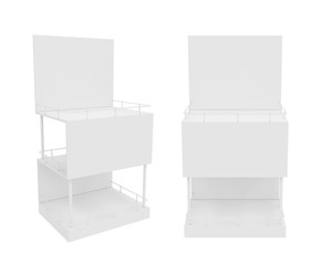 white empty showcase isolated on a white background, 3D rendering