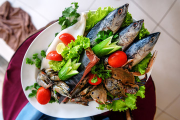 various seafood on a plate