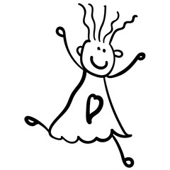 Girl in the style of childrens drawings