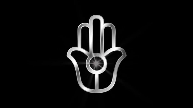 Kappu Semitic neopaganism Religious symbol Particles Animation, Magical Particle Dust Animation of Religious Semitic neopaganism Sign with Rays.