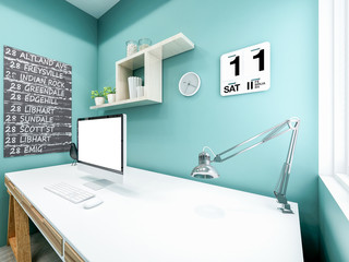 Fototapeta na wymiar Modern home office study design and decoration