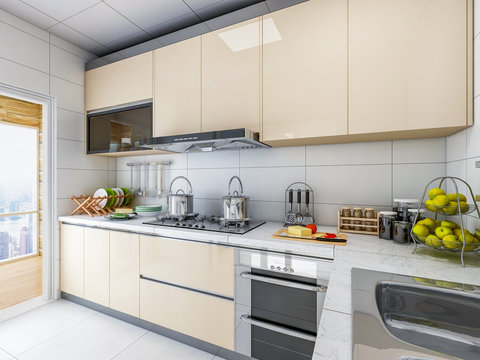 Modern residential building kitchen