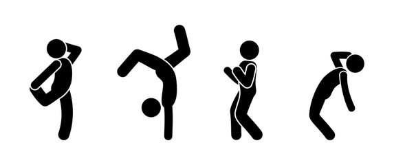 sports, pictograms set, stick figure man, icon people compete, wrestling, boxing, running and karate © north100