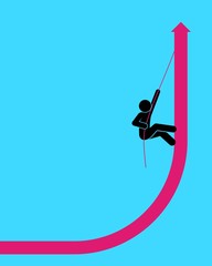 man climbs up the red arrow, illustration
