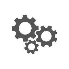 Three gear sign simple icon on white background