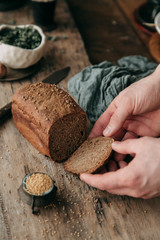 The breaking of bread and the brewing stages. Food styling and cooking with fresh ingredients.