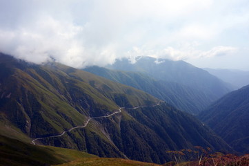 Cloudy landscape in the mountains