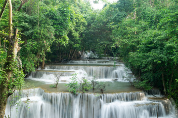 Waterfalls in tropical forest National Park, Huai Mae Khamin Waterfall in Thailand