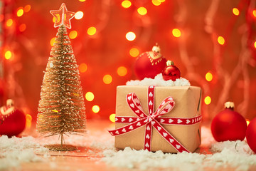 christmas background with tree and gifts