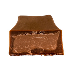 Half of star shaped praline chocolate isolated on white background