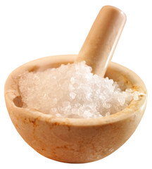 SEA SALT IN PESTLE AND MORTAR CUT OUT