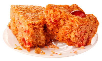 CHERRY AND COCONUT FLAPJACKS CUT OUT