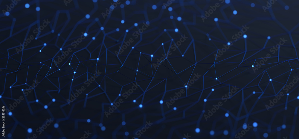 Poster abstract 3d rendering of technological surface. modern background design, network concept