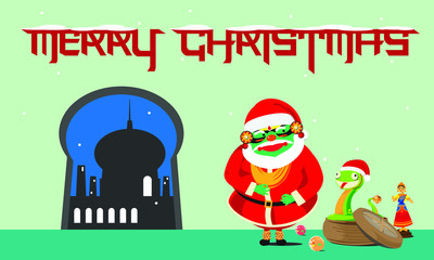 merry christmas card with santa claus