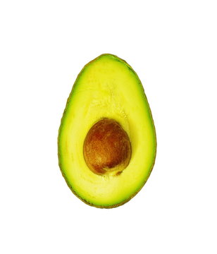 avocado with bone isolated on white background, healthy lifestyle