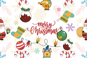 Seamless pattern for the New Year. Vector illustration of Christmas repeating wallpaper.