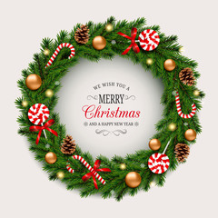 Christmas wreath with candy canes