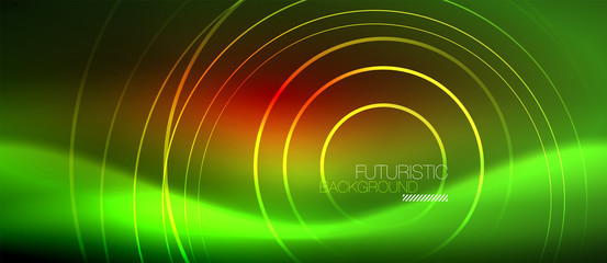 Neon glowing techno lines, hi-tech futuristic abstract background template with square shapes