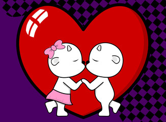 cute lovely goat boy and girl kissing cartoon valentine background in vector format very easy to edit 