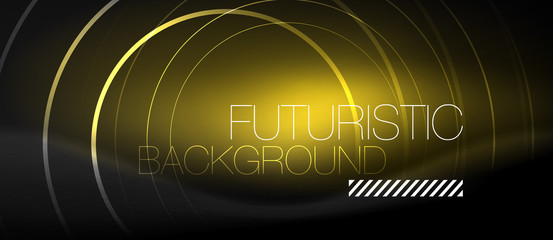 Dark abstract background with glowing neon circles