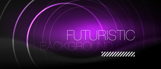 Dark abstract background with glowing neon circles