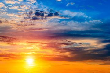 Obraz premium Sunset dramatic sky clouds. Sky with clouds and sun.