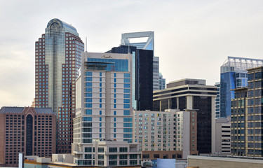 Fototapeta na wymiar Modern contemporary architecture in the city center of Charlotte, North Carolina, USA