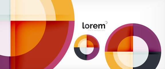 Obraz premium Modern geometric circles abstract background, colorful round shapes with shadow effects