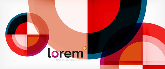 Obraz premium Modern geometric circles abstract background, colorful round shapes with shadow effects