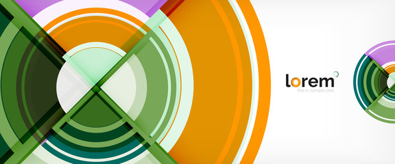 Modern geometric circles abstract background, colorful round shapes with shadow effects © antishock