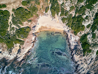 Beautiful beach top aerial view drone shot