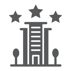 Hotel glyph icon, architecture and tourism, building sign, vector graphics, a solid pattern on a white background.