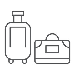 Luggage thin line icon, travel and baggage, suitcase sign, vector graphics, a linear pattern on a white background.