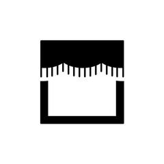 Vector illustration of fabric scalloped valance with fringe. Flat icon of window pelmet. Isolated object