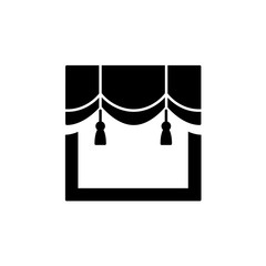 Vector illustration of scalloped valance with tassels. Flat icon of window pelmet. Isolated object