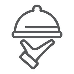 Food service line icon, hotel and food, restaurant cloche sign, vector graphics, a linear pattern on a white background.