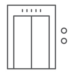 Elevator thin line icon, hotel and level, lift sign, vector graphics, a linear pattern on a white background.